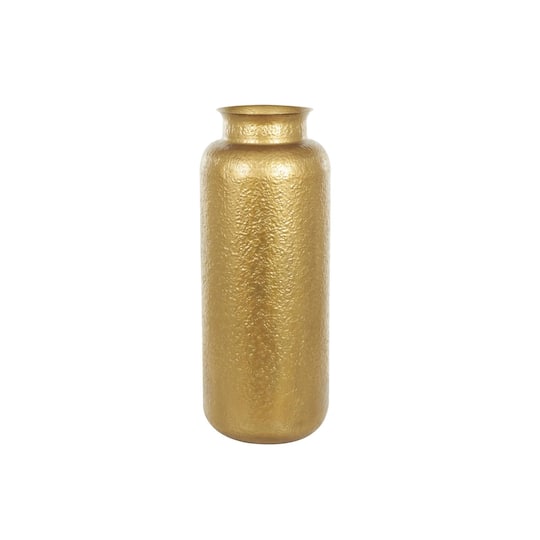 Gold Metal Tall Textured Hammered Floor Vase